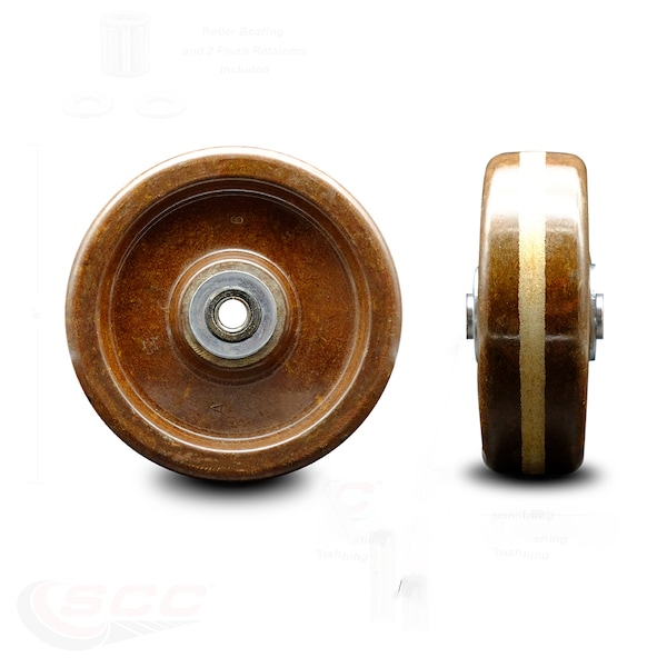 SCC - 6" High Temp Phenolic Wheel w/Roller Bearing - 3/8" Bore -600 lbs Capacity